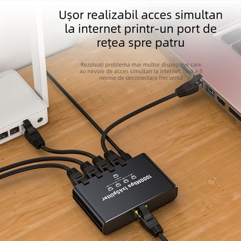 Comutator și splitter Gigabit Ethernet, ieșiri 1 la 4 / 1 la 3 / 1 la 2, viteză 1000 Mbps, model 1.2