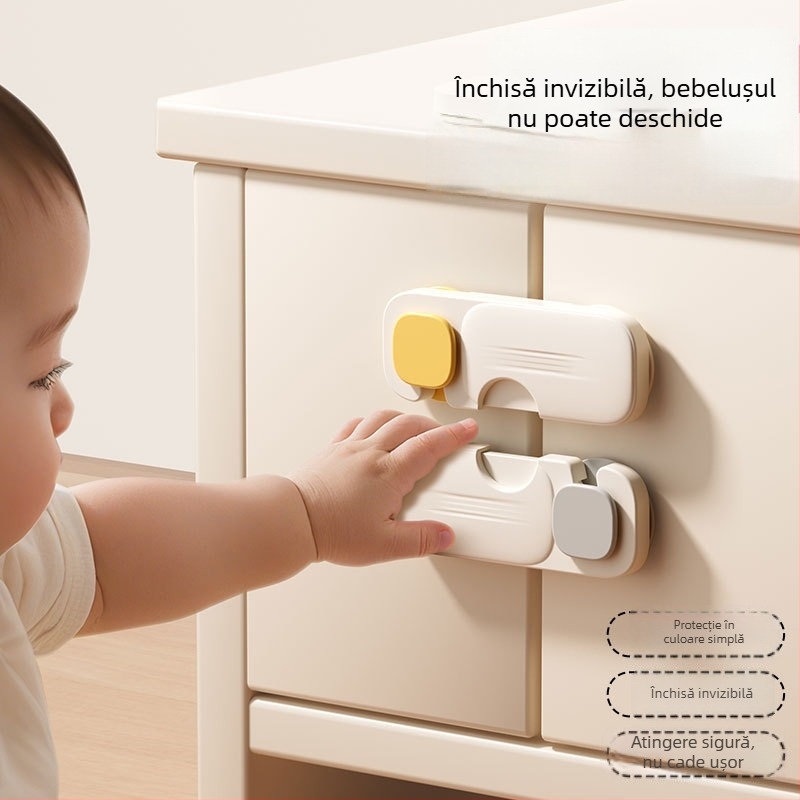 Încuietoare pentru sertar, material ABS, model Square Lock Bulk, compatibilă cu uși din lemn, uși de baie, uși de bucătărie și uși din sticlă