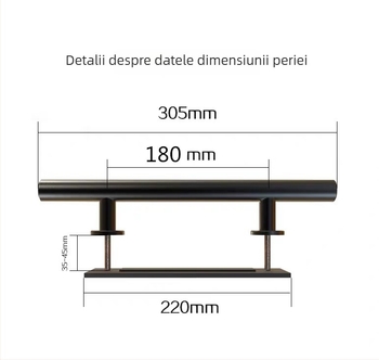 Mâner dublu-față pentru uși de hambar – pentru uși glisante, montaj deschis, canelat