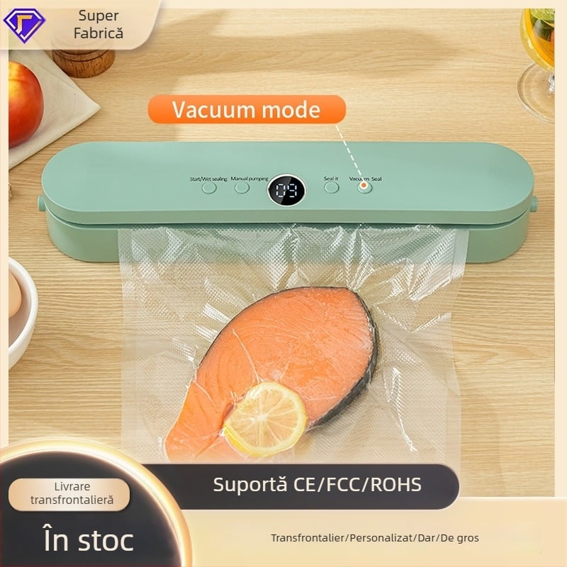 Mașină de vid pentru ambalarea alimentelor cu ecran LCD, vidare automată, 10W 5V, carcasă ABS, capacitate sub 500 ml, aparat compact de bucătărie pentru casă