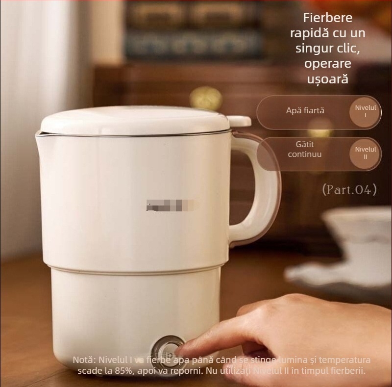 Ceainic electric pliabil HX-A0802E — din oțel inoxidabil, capacitate sub 1 L, 1000–1500 W, pereți dubli, oprire automată