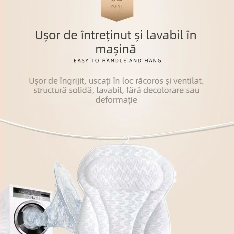 Pernă de baie cu ventuză, în formă de fluture — pernă de masaj multifuncțional, umplută cu fibre și memory foam, nucleu din poliester, pentru adulți, Zhicheng zc-2025