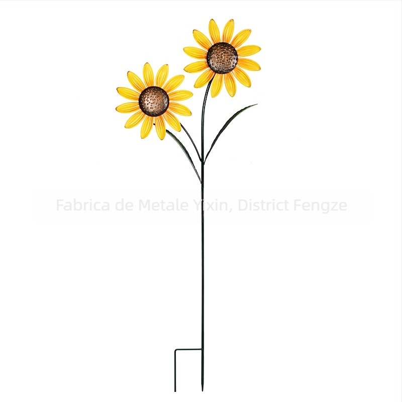 Decor de grădină din fier forjat cu floarea-soarelui – stil pastoral, turnat și semi-manual, decor exterior
