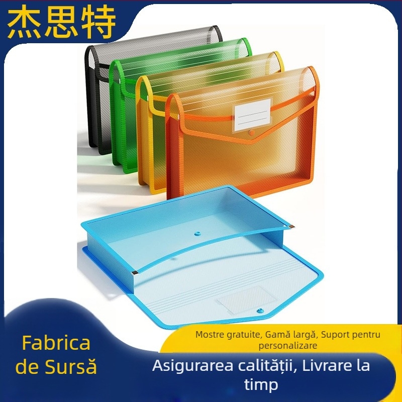 Plic transparent din plastic cu închidere snap, fără compartiment, capacitate mare (Plastic; Transparent; Închidere snap; Fără compartiment; Capacitate mare)
