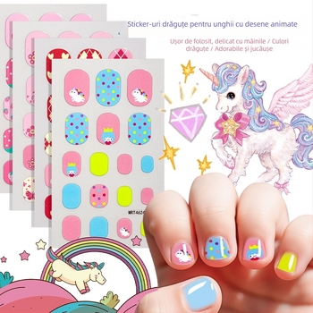 Set de stickere pentru unghii pentru copii – DIY manichiură cu animale desen animate și fructe, 5 g