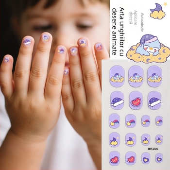 Set de stickere pentru unghii pentru copii – DIY manichiură cu animale desen animate și fructe, 5 g