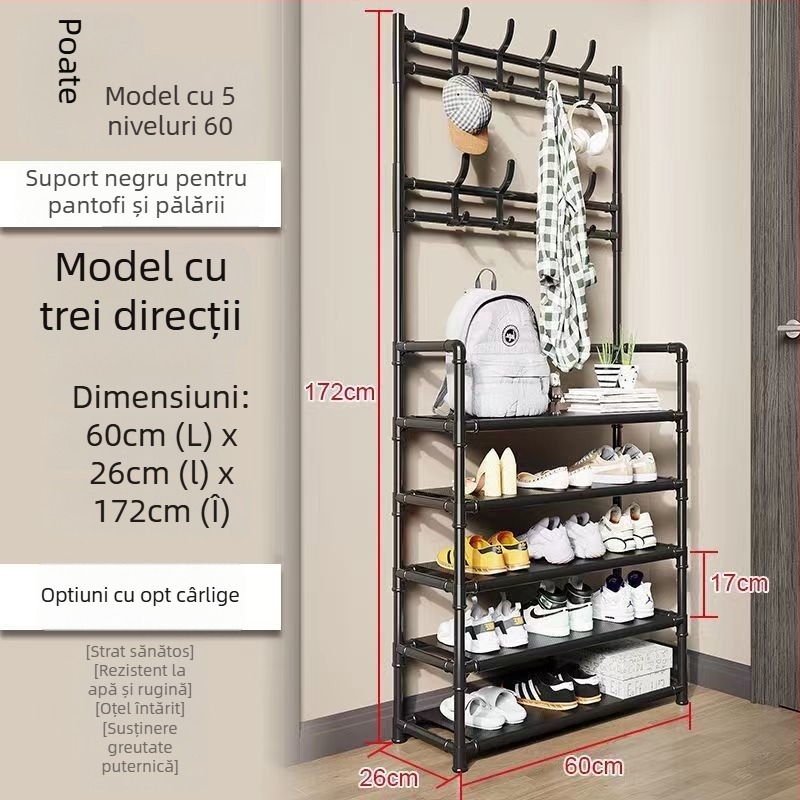 Raft metal pentru pantofi și pălării, stil modern minimalist, multifuncțional, personalizabil după mostre, configurabil pentru 4–7 niveluri