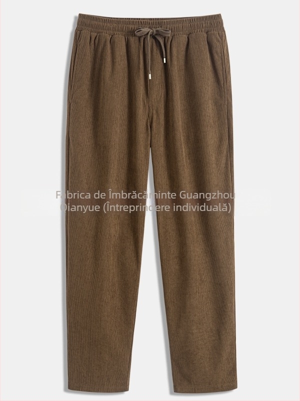 Pantaloni casual bărbați lungi - croială dreaptă, talie medie, poliester, respirabili, primăvara 2025