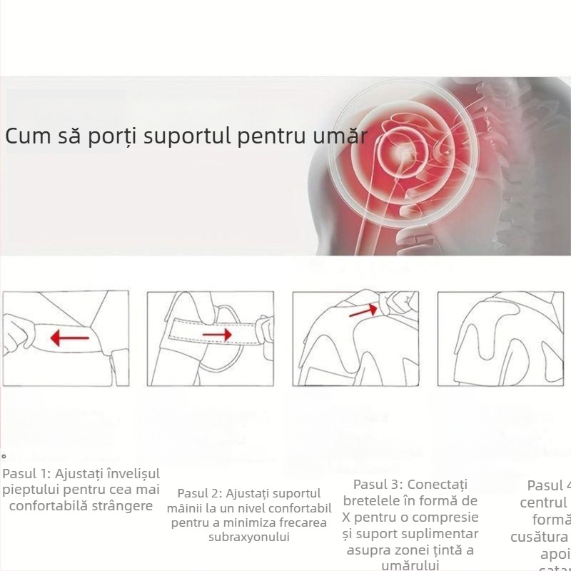 Suport pentru umăr, compresie reglabilă pentru alergare și fitness, fibră de poliester