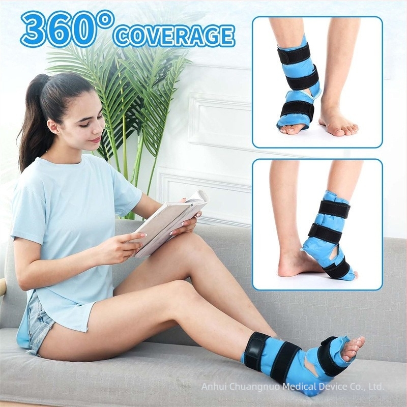 Chuangnuo Gel Ice Pack pentru gleznă – terapie cu gel, frig și încălzire, orteză din nailon, pentru adulți, potrivit pentru fotbal, alergare, ciclism, baschet