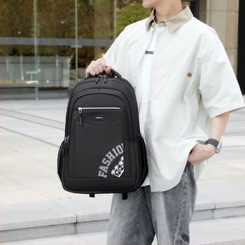 Rucsac business retro cu capacitate mare, două bretele, material Oxford, imprimeu alfabet, 20-35 L, căptușeală poliester, curele de umăr cu aer