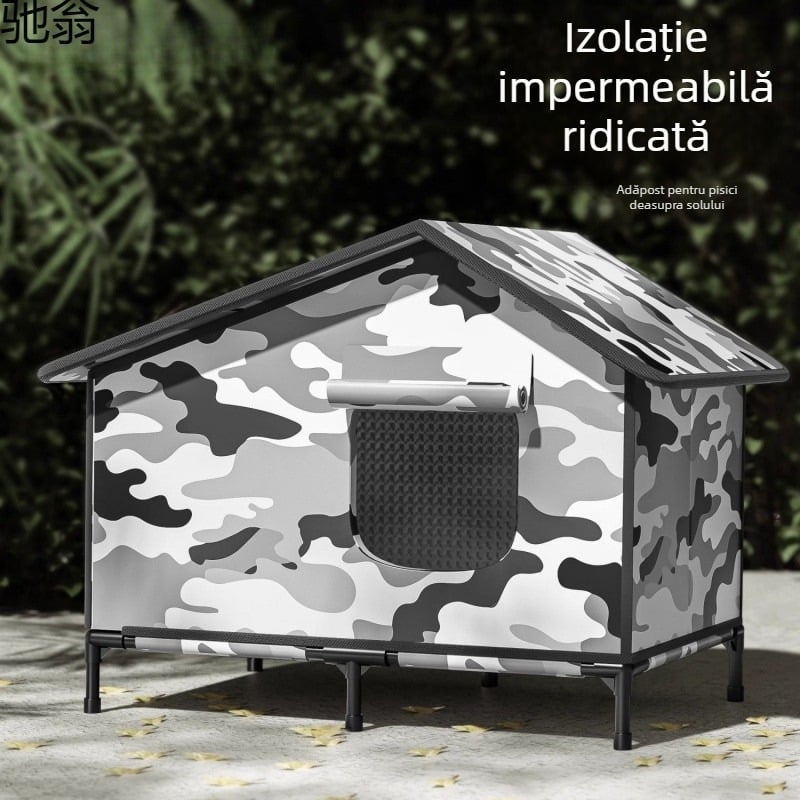 Cuib exterior pentru pisici și câini – din pânză, portabil și pliabil, rezistent la ploaie