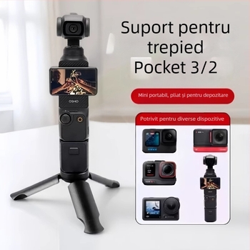 Trepied portabil pentru DJI Osmo Pocket 3/2 cu gimbal • 3 secțiuni • 3D PTZ • Model 20114 • Greutate 50