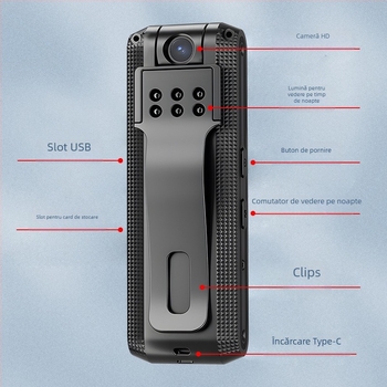 CD01 Stilou de înregistrare video cu clips, 24h înregistrare, până la 256GB memorie, captură video, USB 2.0