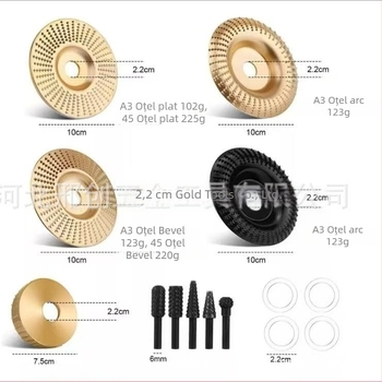 Set de 14 discuri de frezat pentru tâmplă, pentru polizor unghiular, cu disc dur rotund pentru ascuțirea cuțitelor și lustruire