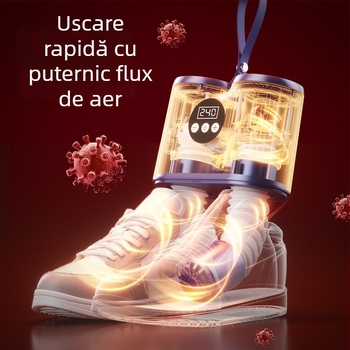 Uscător de pantofi HXQ-2502, 220V, 150W, 50Hz, Portabil cu temporizator inteligent, deodorizant și sterilizare