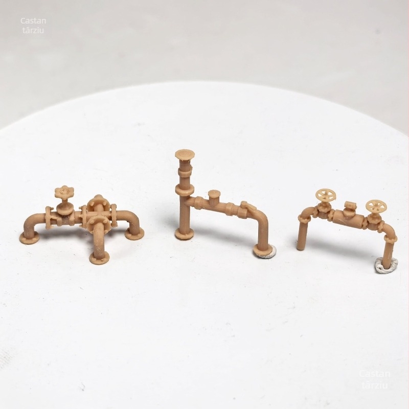 Accesorii pentru model de mașină în scară: supapă de conductă, conductă din oțel industrial și model de stingere a incendiilor