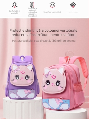Rucsac pentru copii din nylon, design respirabil, bretele cu pernă de aer, căptușeală din poliester (stil drăguț, copilăresc pentru școală)