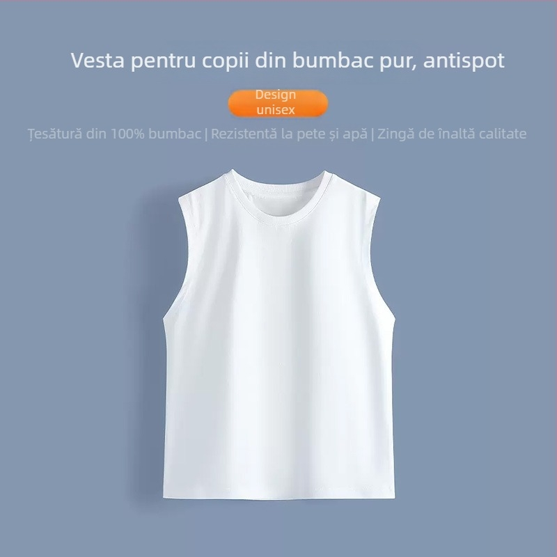 Vesta sport pentru copii, fără mâneci, 92% bumbac, 3-8 ani, vară