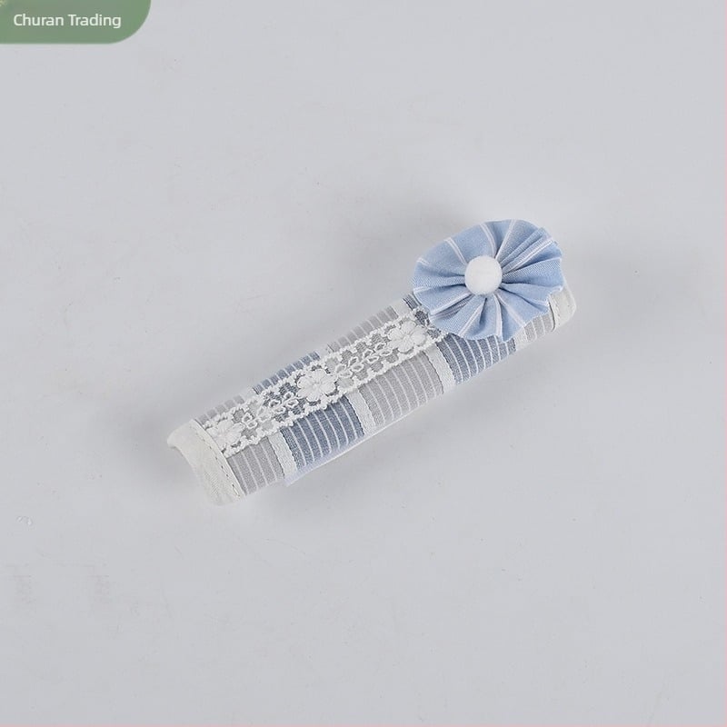 Acoperire pentru mânerul dulapului cu dantelă floral tricotată, bumbac, compoziția principală 95% / secundară 5%, stil coreean, personalizare disponibilă