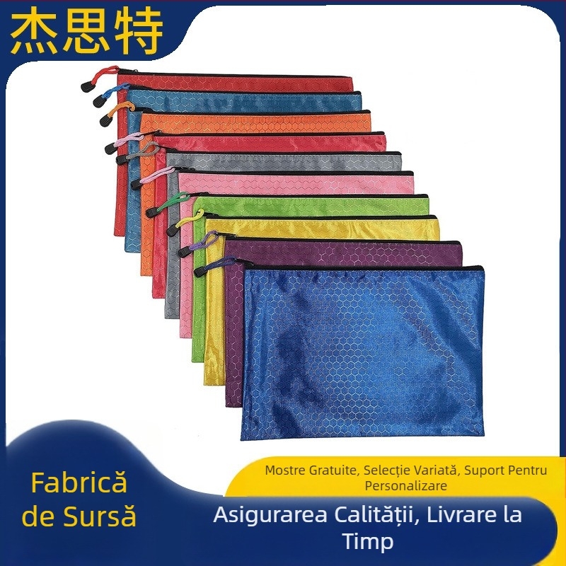 Geantă impermeabilă pentru documente cu fermoar din țesătură Oxford, compatibilă cu A4, imprimare de logo disponibilă, personalizabil