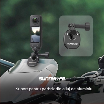 OSMO 360 Suport pentru Cameră cu Clips pentru Parbrizul Motocicletei, ZJ846, Aliaj de aluminiu + silicon, 76×41×40 mm, Compatibil cu Camerele de Acțiune