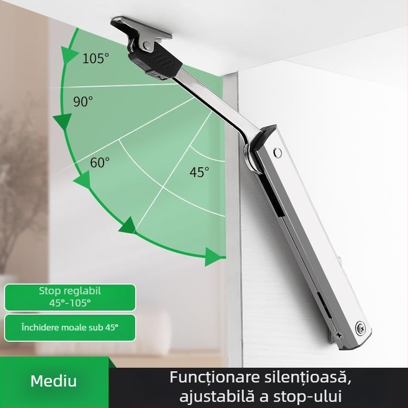 Tijă hidraulică pentru ușa de dulap pentru uși basculante, model G68, oțel laminat la rece, stil modern minimalist