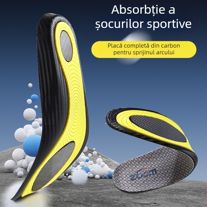 Talpă de alergare cu placă de carbon și fibră de carbon pentru picioare cu talpă plată — respirabilă, absorbție a transpirației, anti miros, absorbție a șocurilor, talpă integrală