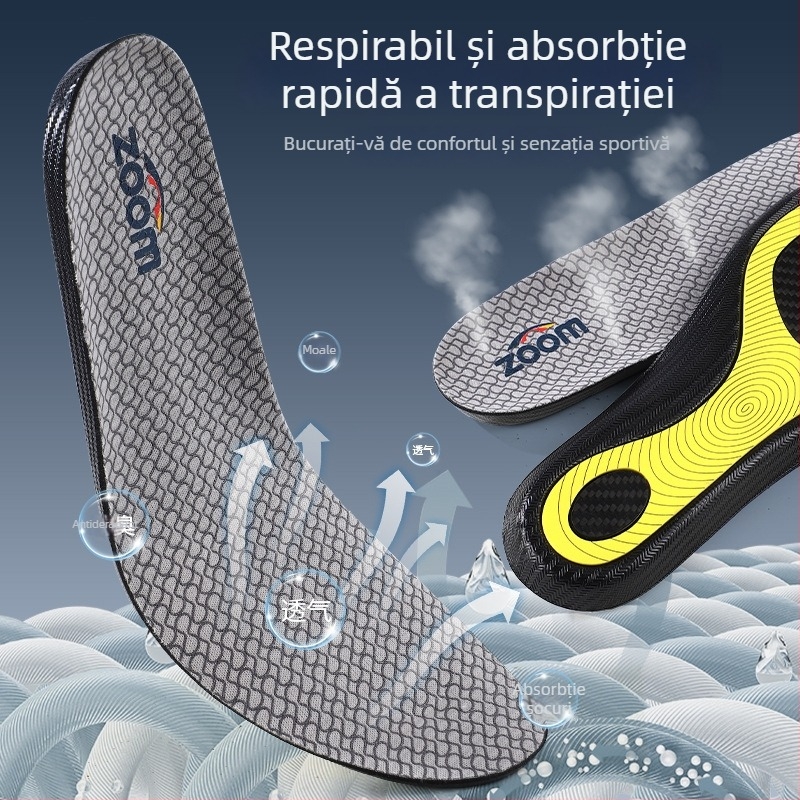 Talpă de alergare cu placă de carbon și fibră de carbon pentru picioare cu talpă plată — respirabilă, absorbție a transpirației, anti miros, absorbție a șocurilor, talpă integrală