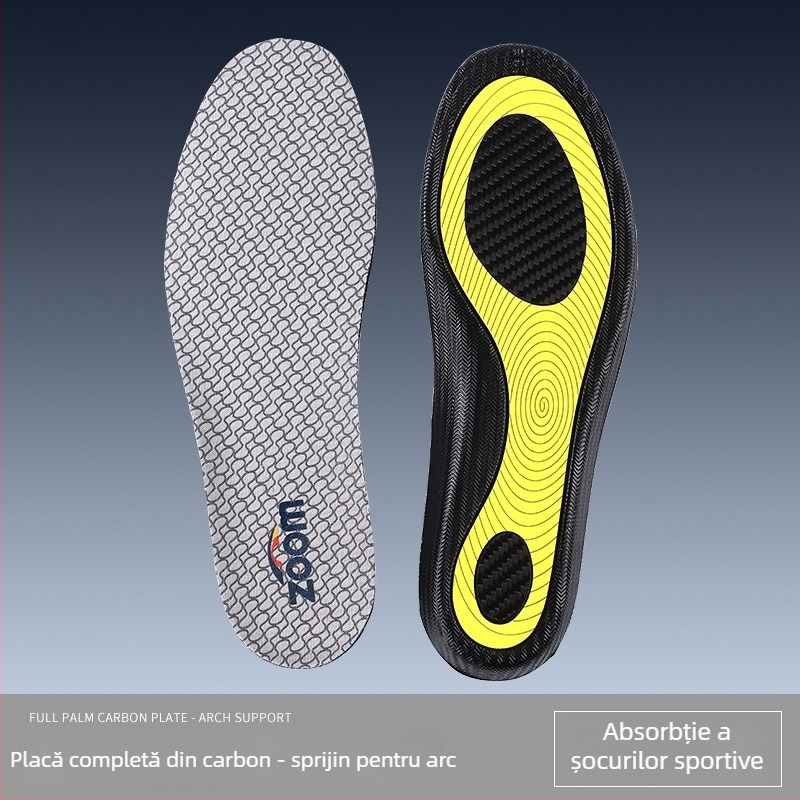 Talpă de alergare cu placă de carbon și fibră de carbon pentru picioare cu talpă plată — respirabilă, absorbție a transpirației, anti miros, absorbție a șocurilor, talpă integrală