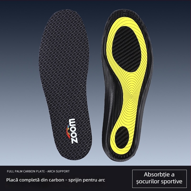 Talpă de alergare cu placă de carbon și fibră de carbon pentru picioare cu talpă plată — respirabilă, absorbție a transpirației, anti miros, absorbție a șocurilor, talpă integrală
