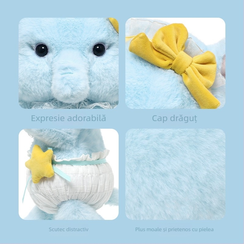 Catch Fun elefant pluș - pluș scurt, umplutură PP bumbac, model de animal, personalizare etichetă cu logo