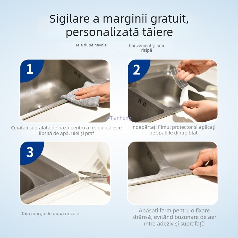 Bandă de etanșare pentru bucătărie și baie – impermeabilă, rezistentă la mucegai, marcă Qirui, cod 1001074584