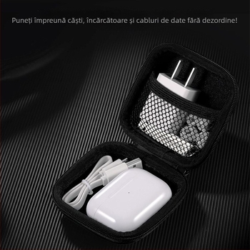 Cutie de stocare pentru căști – husă EVA pătrată pentru căști, USB flash și carduri de memorie