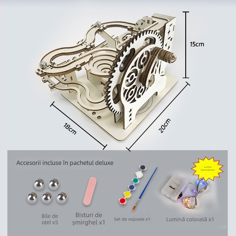 Puzzle 3D din lemn – montaj DIY pentru copii 7–14 ani, dificultate medie