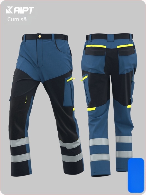 Pantaloni de lucru pentru bărbați cu buzunare multiple, rezistenți la rupere, poliester 65% cu căptușeală de bumbac 35%, primăvară–toamnă 2025, potriviți pentru fabrică