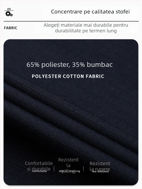 Pantaloni de lucru pentru bărbați cu buzunare multiple, rezistenți la rupere, poliester 65% cu căptușeală de bumbac 35%, primăvară–toamnă 2025, potriviți pentru fabrică