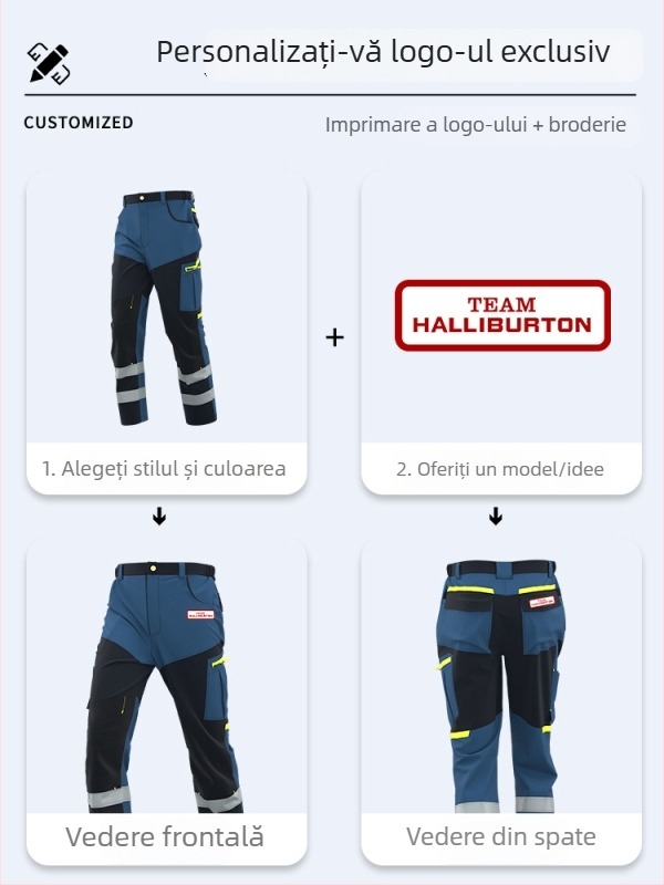 Pantaloni de lucru pentru bărbați cu buzunare multiple, rezistenți la rupere, poliester 65% cu căptușeală de bumbac 35%, primăvară–toamnă 2025, potriviți pentru fabrică