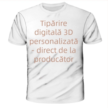Tricou bărbați cu mânecă scurtă, poliester, croială slim, guler rotund, imprimeu geometric