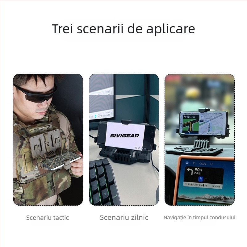 Suport pentru telefon cu sistem MOLLE pentru vestă tactică, panou universal de navigație, material ABS, SD-971, Shabadu