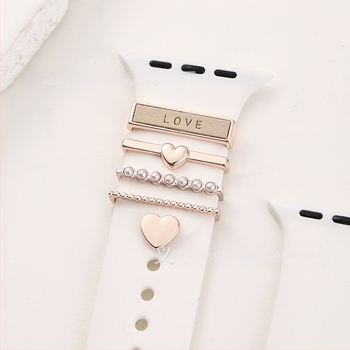 Închizătoare inel pentru curea Apple Watch din silicon, design inimă, compatibil universal, brand yishequ