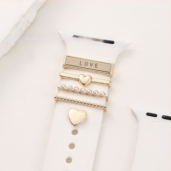 Închizătoare inel pentru curea Apple Watch din silicon, design inimă, compatibil universal, brand yishequ