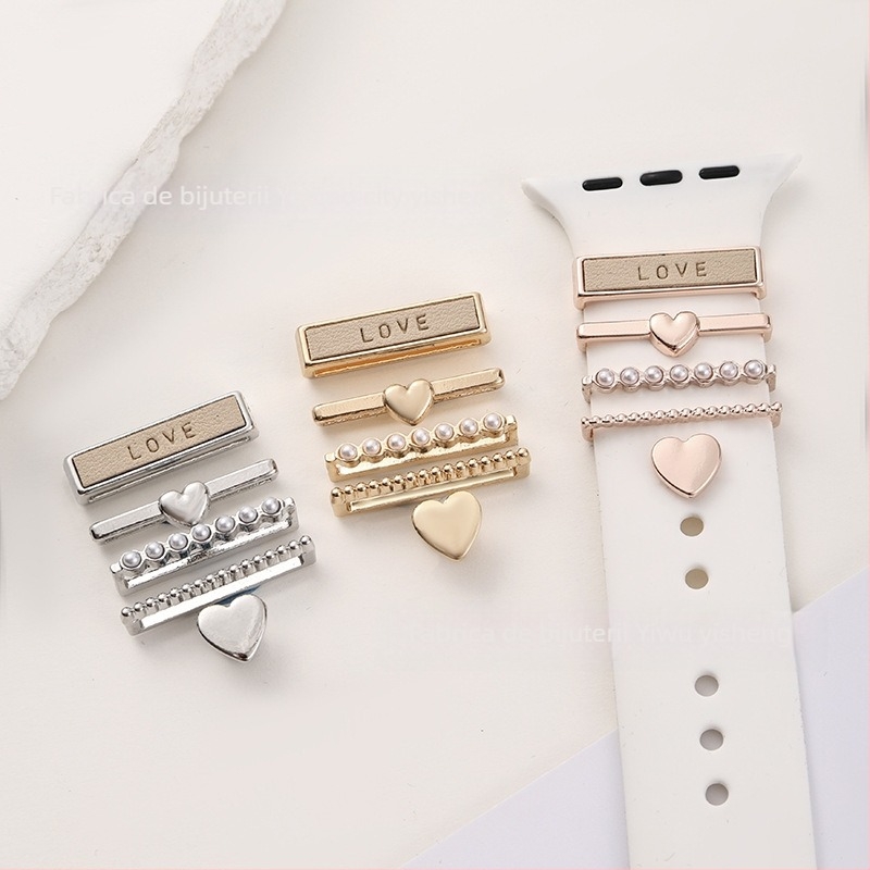 Închizătoare inel pentru curea Apple Watch din silicon, design inimă, compatibil universal, brand yishequ