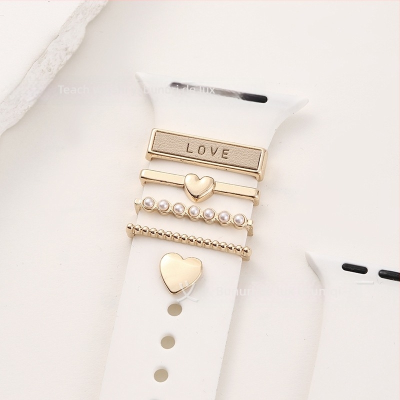 Închizătoare inel pentru curea Apple Watch din silicon, design inimă, compatibil universal, brand yishequ