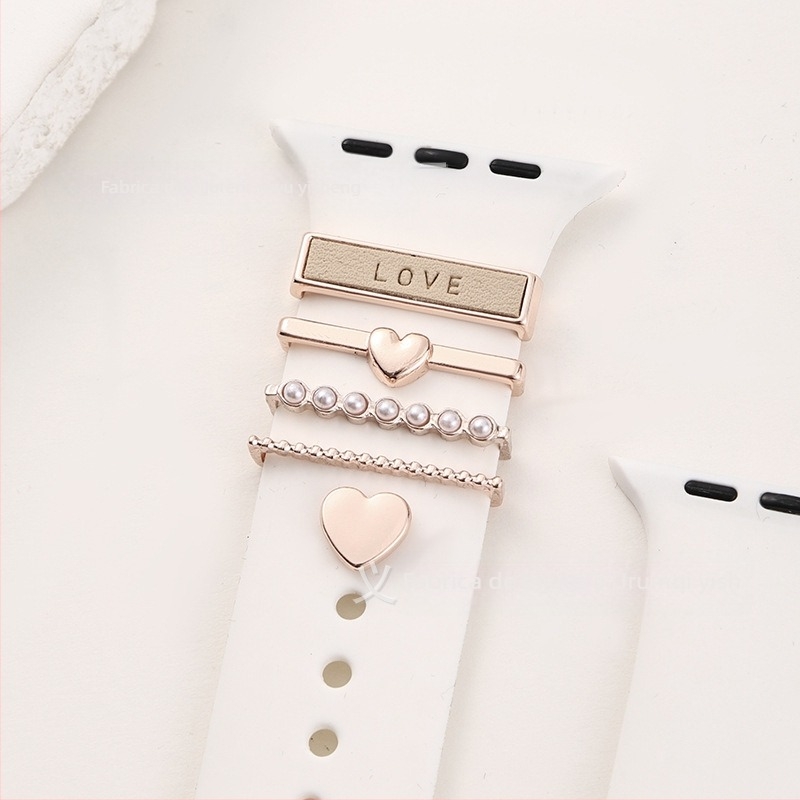 Închizătoare inel pentru curea Apple Watch din silicon, design inimă, compatibil universal, brand yishequ