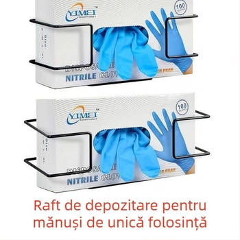 Suport pentru mănuși montat pe perete, metalic, stil industrial, cu un singur nivel, montaj cu șuruburi, pentru depozitare pe birou