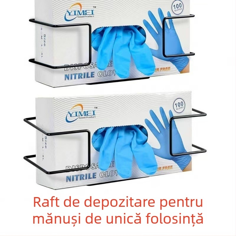 Suport pentru mănuși montat pe perete, metalic, stil industrial, cu un singur nivel, montaj cu șuruburi, pentru depozitare pe birou
