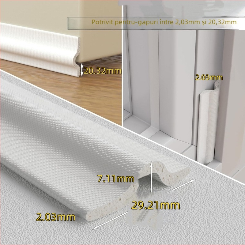 Bandă de etanșare pentru ferestre, tip S, autoadezivă, pentru goluri, izolație fonică