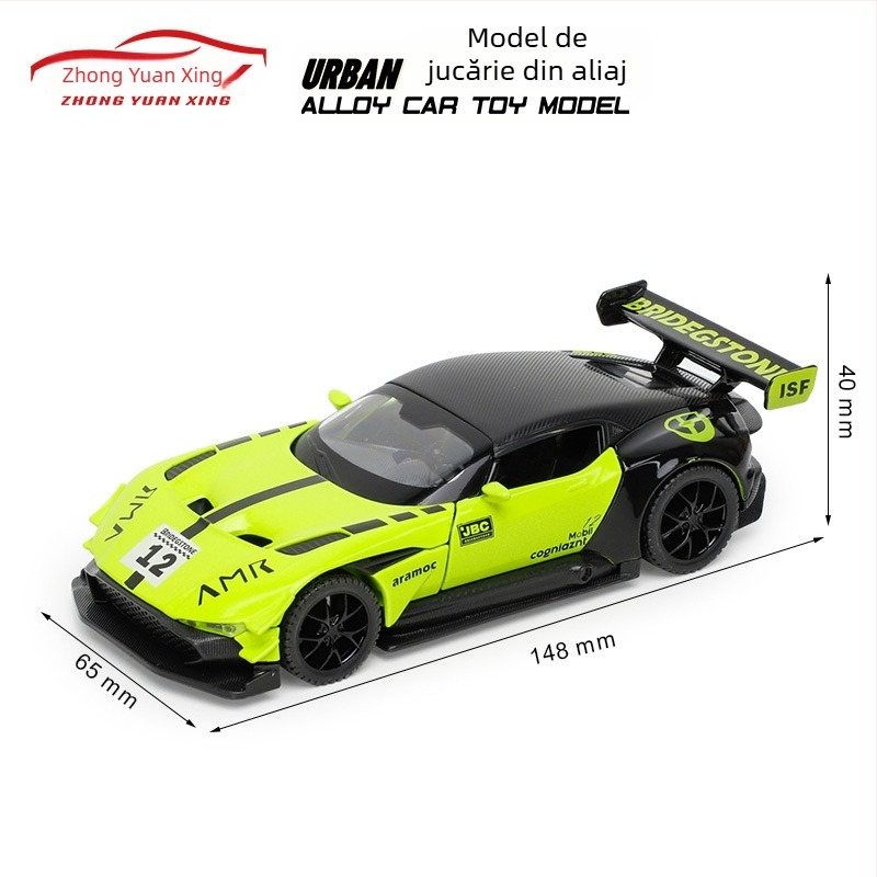 Model de mașină de curse din aliaj, scară 1:32, cu efecte de flash și sunet, alimentat cu baterii