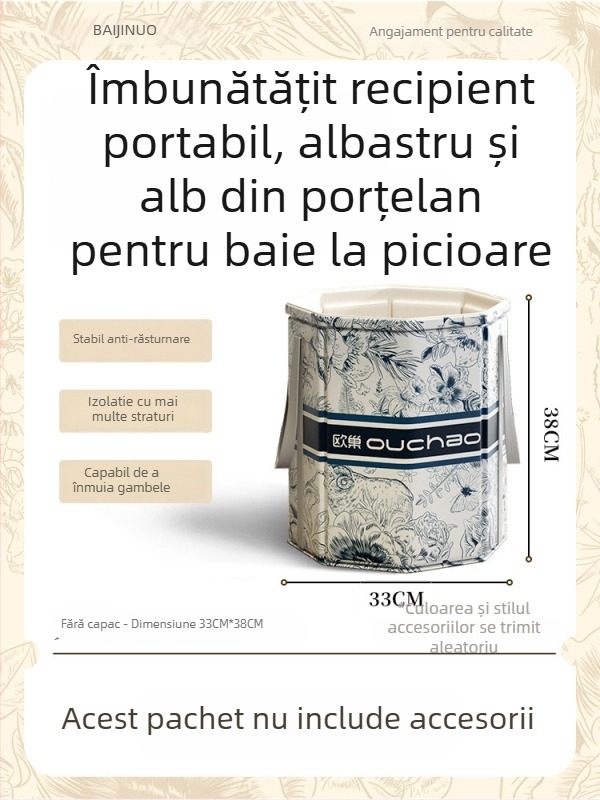 Găleată pentru băi de picioare, ceramică, portabilă și pliabilă, izolație la temperatură constantă, certificat CE